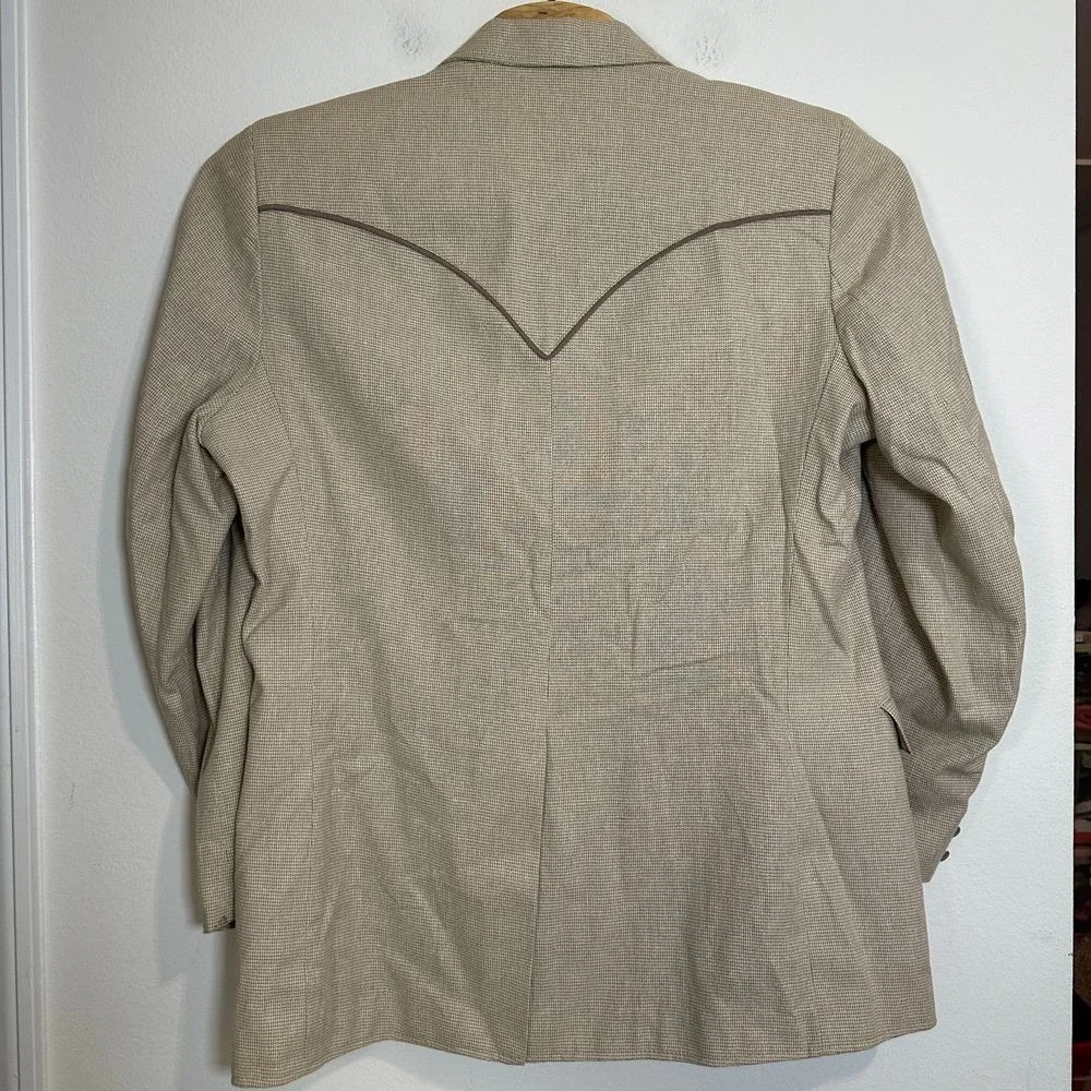 Pioneer Wear Western Blazer Beige Cotton Blend Sport Coat Jacket Made in USA 44L